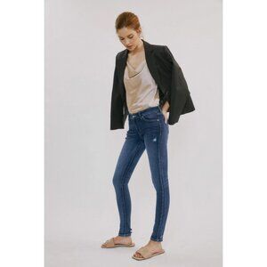 KanCan Mid Rise Super Skinny Jeans in Dark Stone Wash